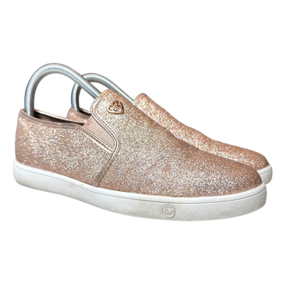Michael Kors Rose Gold Glitter Slip-On Sneakers Blush Pink Sparkle Shoes - US 5 - Picture 4 of 8